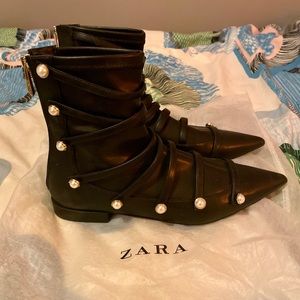 ZARA Ankle Boots with Pearls